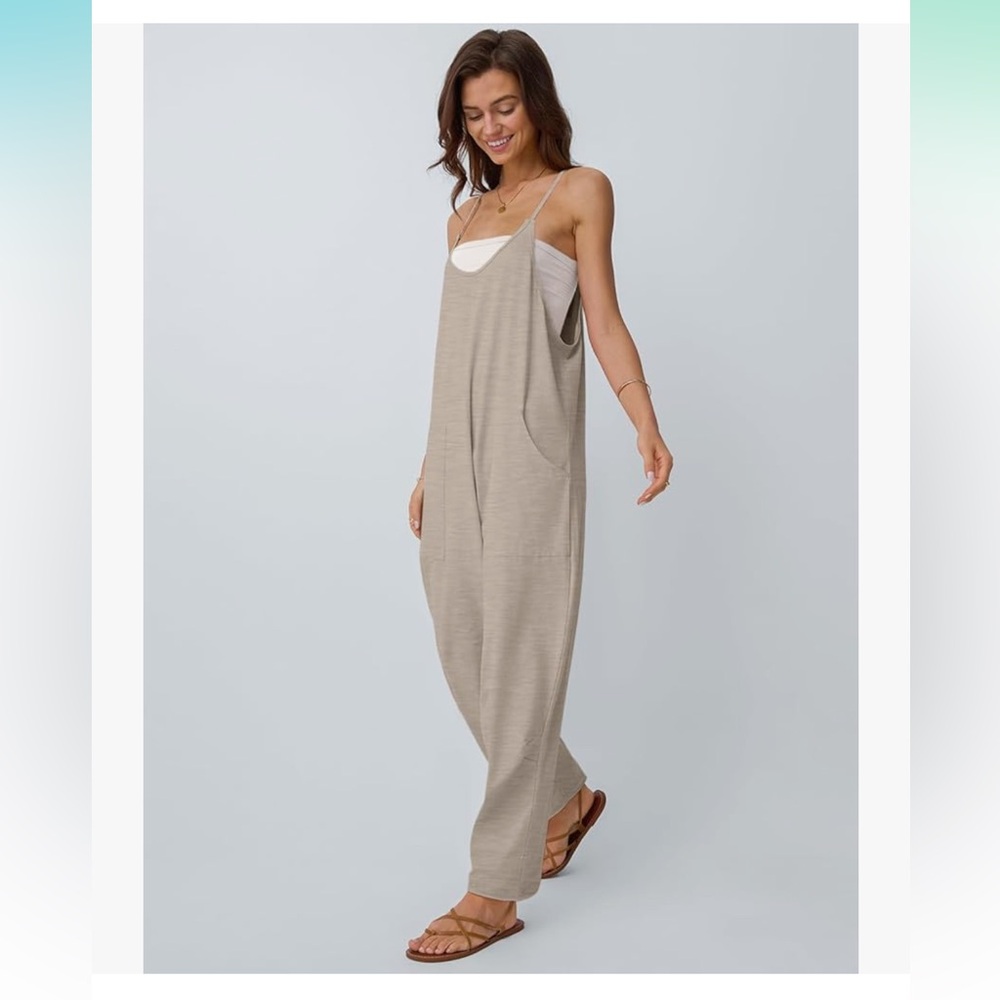 Beige Sleeveless Jumpsuit